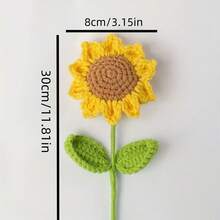 1pc/6pcs/10pcs Handmade Crochet Sunflower Bouquet, Eternal Artificial Woven Sunflowers, Knitted Lifelike Sunflowers, Everlasting Flowers, Best Gift For Christmas, Birthday, Wedding, Graduation, Teacher's Day. Suitable For Home Decor In Restaurant, Room, Bedroom, Holiday Gifts And Halloween Party Decoration