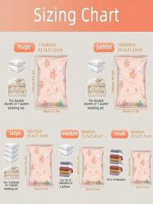 3个/1个真空收纳袋，节省空间的真空密封袋，樱花图案太空袋，用于衣服、被子、毛毯、床上用品的真空密封袋