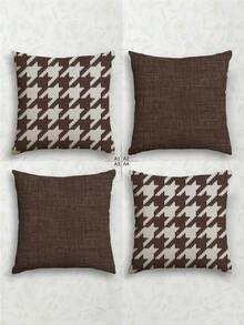 4 pièces Housses de coussin géométriques bohèmes avec fermeture éclair - Lavables en machine, imprimés recto-verso en marron, noir, beige et blanc - Parfaits pour la décoration du salon et de la chambre à coucher (Inserts de coussin non inclus), Coussins décoratifs - Tabac - Voir 13