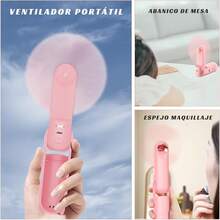 Ventilador Plegable de Mano Recargable USB 3 en 1 para Emergencias - Rosa - Ver 8