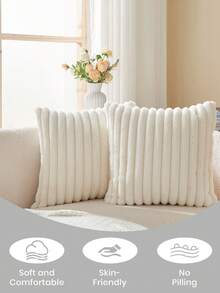 1pc Solid Color Cushion Cover, Multi-Color Options, Warm And Comfortable, Plush Surface, Zipper Closure, Insert Not Included, Fits 12x20/16x16/18x18 Inch, Machine Washable, Autumn Decor, Room Decor, Back To School, School Supplies - Multicolor - View 5