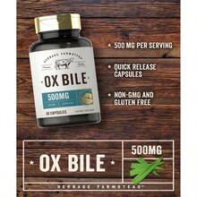 Carlyle Ox Bile Supplement 500 Mg | 60 Capsules | Digestive Enzymes | Non-GMO &Amp; Gluten Free | By Herbage Farmstead - Trắng - Xem 3