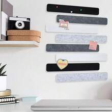 8 件毛毡公告板条，自粘式钉板条无框墙壁备忘条，带 35 个图钉，适用于办公室教室家庭展示留言板 - 彩色 - 查看 5