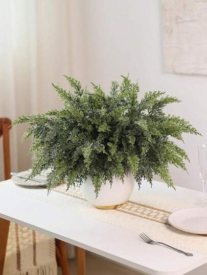 2 件真实触感雪松树枝 - 人造圣诞雪松树枝逼真假松枝仿绿植植物茎用于花瓶 DIY 工艺品花环花环室内室外家居装饰