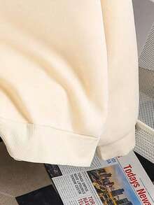 Tween Girl Letter Graphic Print Warm Sweatshirt - Apricot - View 5