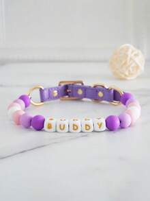 1 pièce Colliers pour animaux de compagnie personnalisés avec perles, colliers d'identification personnalisés pour chat, chien, chiot, à la mode, simple, mignon, élégant, coloré et unique, nom/ID de chien personnalisé, pour les amateurs d'animaux de compagnie, anniversaire d'animal de compagnie, anniversaire, pendaison de crémaillère, accessoire photo, esthétique, prêt à offrir - Multicolore - Voir 10