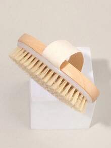 Dry Body Brush, Exfoliating Body Scrubber, Natural Bristles For Dry Skin, Improves Blood Circulation, Stops Ingrown Hairs, Cleans Acne And Cellulite, Good For Home Bath Tools Wooden Strap Shower Brush With Natural Bristles - Soft Oval Shower Brush, Suitable For Dry Brushing Body, Wet Brushing