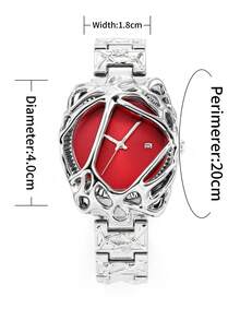 1pc Vintage Spider Shaped Alloy Material Men's Wrist Watch, With Waterproof, Calendar, Luminous Display, Best Gift For Halloween, Christmas - Red - View 4