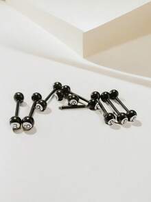 1个黑色钛钢8球舌钉，时尚朋克极简风格，适合日常佩戴和派对，男女通用身体饰品舌钉；享受你的舌钉之旅