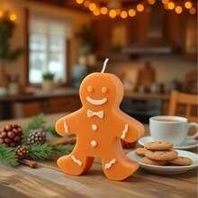1pc/4pcs Set Gingerbread Man Christmas Melancholy Candle Gift Set, Scented Candles, Christmas Candles, Coffee & Milk Fragrance, Suitable As Gifts For Halloween, Christmas, Valentine''s Day And Other Holidays - Ginger - View 4
