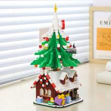 Santa's Cottage, Santa Claus, Christmas Tree, Train, Snowman Micro Particle Building Blocks, Creative Gift, Reindeer Assembly Blocks - Educational ABS Toy Box Packaging, Best Holiday Gift, Indoor Decoration, Christmas Decoration, Adult Building Blocks, Cottage, Gift, Christmas Train Set, Christmas Decoration, Building Blocks, Christmas Decoration, Living Room Christmas Hanging Decoration, Tabletop Decorative Ornament, Ideal Creative Christmas Gift For Family And Friends. - Multi-colored Santa Claus Tree House - View 8