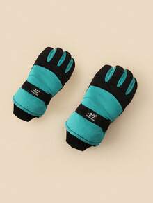 1双保暖加厚防水冬季儿童滑雪手套及配套亲子滑雪手套