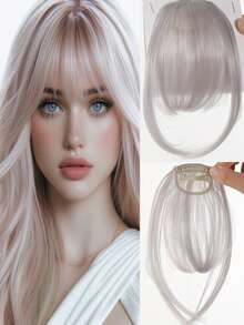 1 Clip-On Air Bangs With Sideburns, Synthetic Hairpiece For Bangs Enhancement, Women's Wig Bangs With Sideburn Hair Accessory Clip, Daily Styling For Women And Girls - Multicolor - View 15