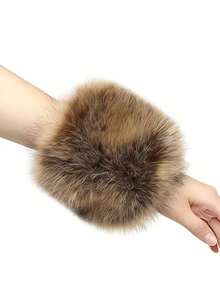 2pcs Christmas Faux Fur Arm Warmers, Cozy Wrist Cuffs, Fashion & Versatile