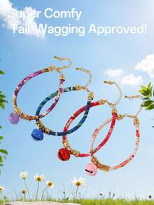 1pc Stylish & Elegant Exotic Floral Pattern Hollow Ring Decor Pendant Necklace With Bell Design For Small Cats, Adjustable