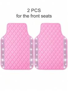 2件/3件/5件套亮面汽车脚垫 - 菱形绗缝皮革材质 | 防滑脚跟垫，防水 | 通用型，适用于轿车、SUV、卡车、轿车 | 女性及女孩的理想之选 - 款式A - 查看 19