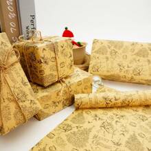 6 pezzi Set di carta da regalo natalizia in carta kraft con Babbo Natale - Adatto per incartare regali, avvolgere profumo, confezionare vestiti, decorazione domestica, arti e mestieri, fai da te, borse per confezioni, decorazioni per compleanni, matrimoni, feste, ideale per decorazioni natalizie e di festa