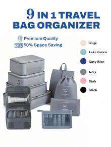 7/8/9/10pcs Travel Packing Cubes, Compression Organizer Bags, Luggage Organizer, Clothing Storage Bags Set, Includes: Cosmetic Bag, Waterproof Multi-Function Organizer, Garment Bag, Holiday Travel Essentials, Shoe Bag, Foldable Storage Box, Collapsible Underwear & Socks Organizer, Travel Packing Cubes, Luggage Organizer