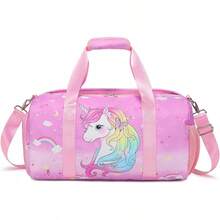 Dafelile Bolsa de lona deportiva para niñas, bolsa de baile para adolescentes, bolsa de viaje para llevar a cabo el fin de semana para pasar la noche, bolsa de gimnasio, bolsa de ballet de viaje con - Bolsa de ballet de unicornio rosa - Ver 13