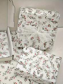 5/10/20pcs Thin Paper With Holly Seed Pattern, 20 Inches X 14 Inches Gift Wrapping Paper, Suitable For Wedding, Christmas, Birthday Gift Packaging, Bouquet Packaging, Gift Bag Filling, Party Giftsdecoration - Multicolor - View 3