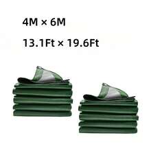 [Heavy-Duty Tarpaulin] 1-Piece. Heavy-Duty Green Tarpaulin - Durable, Waterproof, Windproof, And Tear-Resistant - A Multi-Purpose Protective Cover Suitable For Camping, Roofs, Patios, Swimming Pools, Boats, And Carports. An Ideal Christmas And New Year Gift. - Army Green - View 9