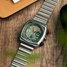 1pc CILOA Oversized Dial Wristwatch, Indie Art Style, Luxury Niche Brand, Casual Daily Wear, 2025 New Model - Silver - View 3