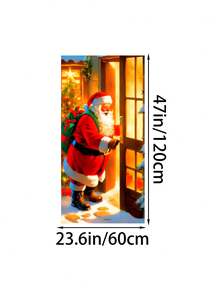 Copertura per porta di Babbo Natale - In fibra di poliestere, decorazione natalizia multifunzionale per uso interno ed esterno - Senza bisogno di elettricità