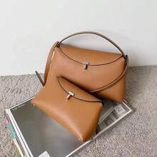 Sweden's Niche TOTEME 2025  NewFashion Light Luxury Shoulder Bag - Soft Commuter Totewith Adjustable Strap, Detachable Sash, And Cotton LiningAvailable In Deep - màu nâu - Xem 9