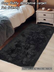 1 块厚实柔软的客厅/卧室地毯，豪华高绒黑色长毛地毯，易于清洁的装饰地毯，现代简约北欧风格毛绒柔软亲肤地垫，多种尺寸可选，适合全年使用，家居装饰，理想的圣诞节/情人节/秋季礼物 - 黑色 - 查看 6