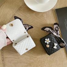 Luxury Handbag Faux Leather Coin Purse Bag Keychain Earphone Case For Airpods 2 3 Pro 2 - trắng - Xem 1