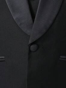 Conjunto formal de 3 piezas para niño pequeño: chaqueta de cuello mao de manga larga, chaleco de una hilera, pantalones y corbata de moño - Negro - Ver 7