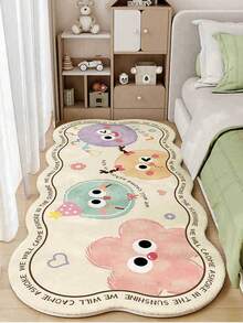 1 pieza Alfombra de dibujos animados, Alfombra de piso junto a la cama, Alfombra de piso linda, Alfombra de imitación de cachemira, Alfombra de piso para sala de estar, Alfombra resistente a las manchas y fácil de mantener para dormitorio, Adecuada para usar en dormitorio, junto a la cama y decoración navideña de la sala de estar