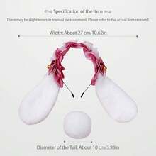 2 Pcs Rabbit Cosplay Costume Accessory Cute Lolita Style Plush Bunny Ear Headband And Tail Set For Women Girls - Màu xanh lam - Xem 5