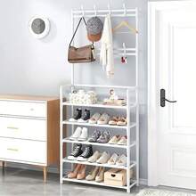 5-Layer Detachable Multifunctional Metal Shoe And Hat Rack, Suitable For Shoe, Hat, Bag, Clothing, Umbrella Storage, Home And Apartment Storage, Suitable For Entrance, Living Room, Bathroom And Corridor, Independent Entrance Shoe Rack - White - View 5