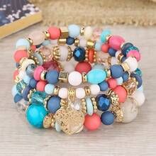 4pcs Simple Beaded Heart Pendant Multilayered Bracelet For Women Valentines,Mom,Mother,Mother's Day,Gift - Hỗn hợp nhẹ - Xem 6