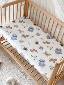 1 件柔软舒适的婴儿床笠，带有熊动物图案（39.37 * 23.62）英寸，（47.24 * 23.62）英寸，（51.96 * 28.34）英寸，爱情人节