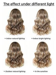 Brown Highlight Synthetic Wig With Bangs, Dark Brown Long Wavy Layered Wig, Suitable For Women's Daily Party Cosplay Wig 20 Inch,For Women Girls Natural Looking Daily Party Cosplay Halloween Wigs For Halloween And Christmas New Year Carnival Music Festival Cosplay ,Gifts For Girls,Summer Graduation Gifts,Ready-Made Gifts,Halloween Christmas Gifts - 挑染棕色 - 查看 10