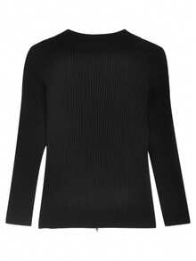 2025 Autumn/Winter Stylish Reversible Zipper Women Long Sleeve Knit Cardigan