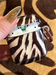 Autumn And Winter Brown Zebra Stripes Pattern Headphones Case Compatible With AirPods 1 2 3 4 Protective Shell Soft Cover Compatible With AirPods Pro 2