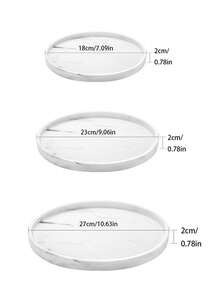 圆形梳妆台托盘，10.6 英寸浴室梳妆台硅胶托盘厨房水槽托盘，台面整理托盘，用于香水毛巾梳妆台珠宝蜡烛咖啡桌装饰托盘，大理石白 - 彩色 - 查看 11