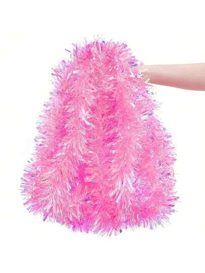 1 قطعة من الشريط المعدني الوردي للزينة في المناسبات والأعراس والأعياد والأعياد الميلادية، شريط معدني زخرفي للاستخدام الداخلي والخارجي في جميع المناسبات، إكسسوارات عيد الميلاد