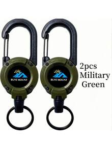 10 Stücke Schlüsselanhänger Set mit Einziehfunktion, Drahtseil mit Schlüsselband und Wanderkarabiner für Outdoor, Camping, Wandern und Angeln - Multifunktions-Abzeichen und ID-Clip