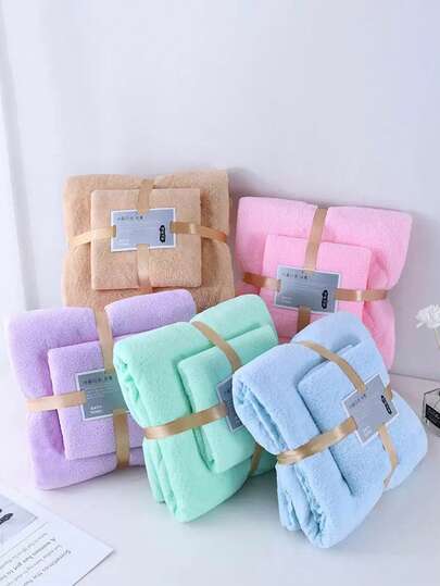 2pcs/1pc, Soft Absorbent Baby Bath Towel, Coral Fleece Baby Washcloth, Mommy Can Use Hair Drying Towel, Face Towel, Bath Towel