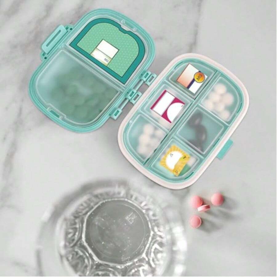 Holii Travel Pill Organizer, 8 Compartments Portable Pill Case, Daily Pill Box To Hold Vitamins, Small Pill Container For Pocket Purse Medicine Organizer(Blue) - Màu xanh lam - Xem 1
