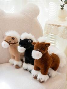 25厘米/9.84英寸仿真马毛绒玩具可爱柔软马填充动物毛绒玩具装饰创意礼物儿童生日派对家居女孩房间装饰游戏收藏品