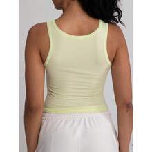 Women Rib Tank Top Padded Workout Top Square Neck Crop Tank Fitted Basic Cami Tops - Lime Green - View 5