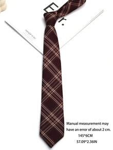 1 件格子领带，休闲街头风格男女通用领带，适合日常、派对、礼物