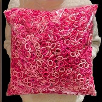 100pcs/Pack Assorted Pink Seamless Hair Ties! Highly Elastic Material. Suitable For Daily, Casual Occasions, Helping Women Easily Create Stylish Hairstyles, Practical Beauty Essential