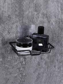 1pc Adhesive Shower Caddy, Sponge Holder, Soap Dish - Rust-Proof, Wall-Mounted, No Drilling Required, Bathroom Shower Storage Rack, Black/Silver, Easy To Install And Clean, Christmas Home Inspiration, Winter 2025 - Multicolor - View 12