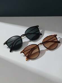 2pairs Tortoiseshell Round Frame Sunglasses Travel Accessories Boho Sunglasses Beach Sun Glasses,School Beach Accessories For Women Sun Glasses Sunglasses Shades Basics And Suit For Sweater Jeans Sweatpants Hoodie Jackets Dress And Long Sleeve Shirt Fashionable Shade Elegant Outfit Family Outings Travel Vacation Holiday For Summer Beach Vacation,Outdoor,Travel